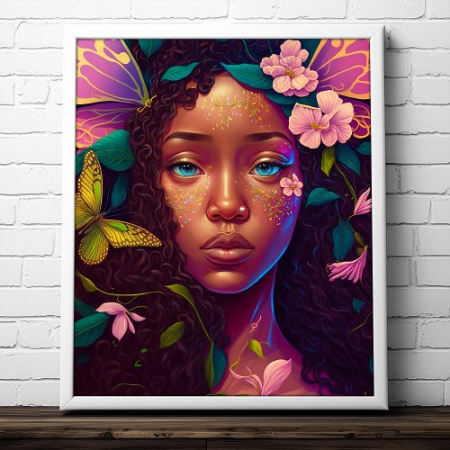 African American Black Fairy Fantasy Art Poster