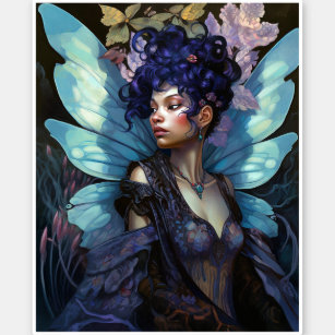 Beautiful Black Fairy - Fairy - Sticker