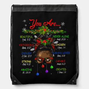 African American Black Girl God Say I Am Christmas Drawstring Bag