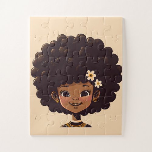 African AmericanBlack Girl with Afro Jigsaw Puzzle