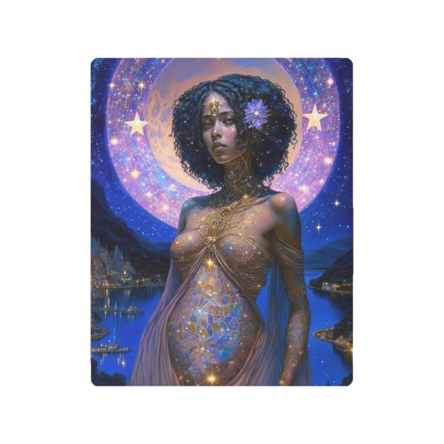 African American Black Goddess Queen Fantasy Art (Front)