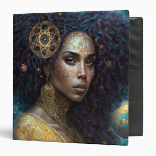 African American Black Goddess Queen Fantasy Art 3 3 Ring Binder