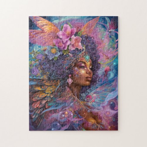 African American Black Goddess Queen Fantasy Art J Jigsaw Puzzle