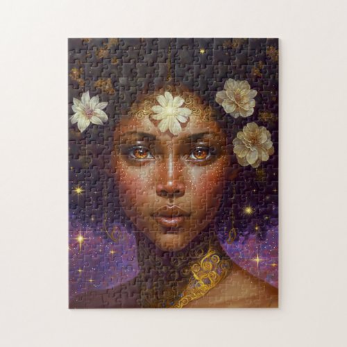 African American Black Goddess Queen Fantasy Art J Jigsaw Puzzle