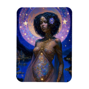 African American Black Goddess Queen Fantasy Art M Magnet