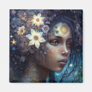 African American Black Goddess Queen Fantasy Art Magnet