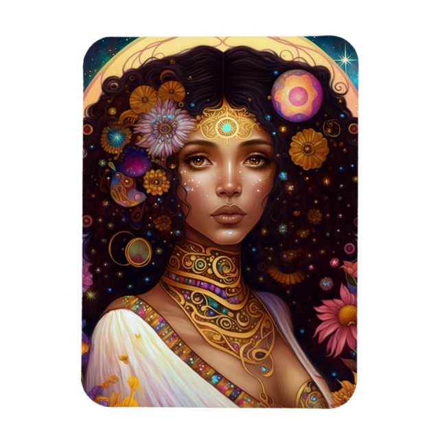 African American Black Goddess Queen Fantasy Art Magnet (Vertical)
