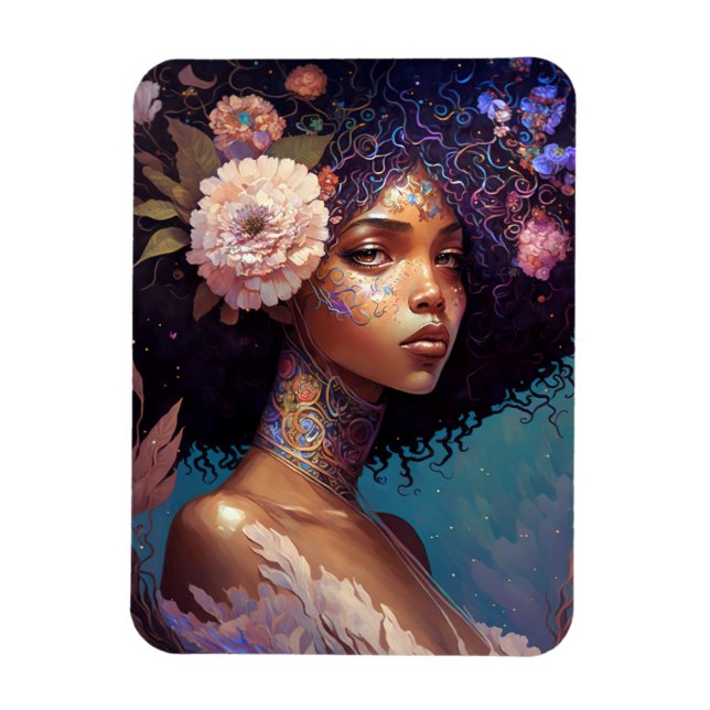 African American Black Goddess Queen Fantasy Art Magnet (Vertical)