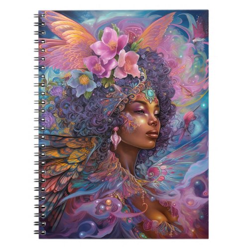 African American Black Goddess Queen Fantasy Art N Notebook