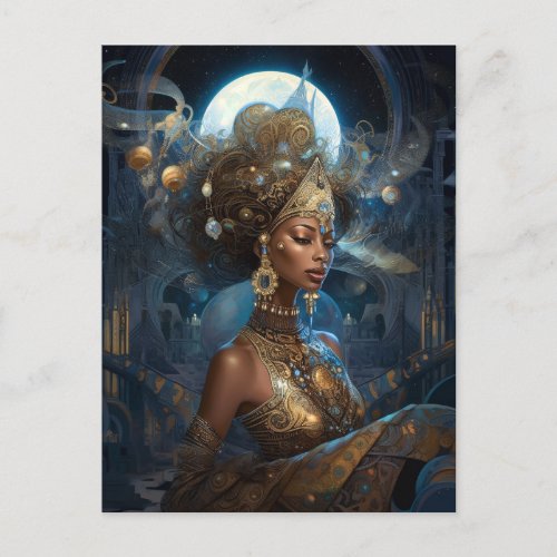 African American Black Goddess Queen Fantasy Art P Postcard