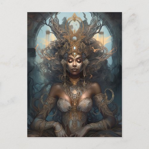 African American Black Goddess Queen Fantasy Art P Postcard