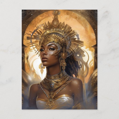 African American Black Goddess Queen Fantasy Art P Postcard