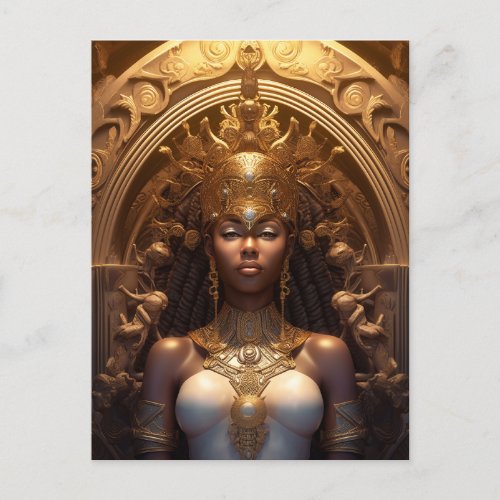 African American Black Goddess Queen Fantasy Art P Postcard