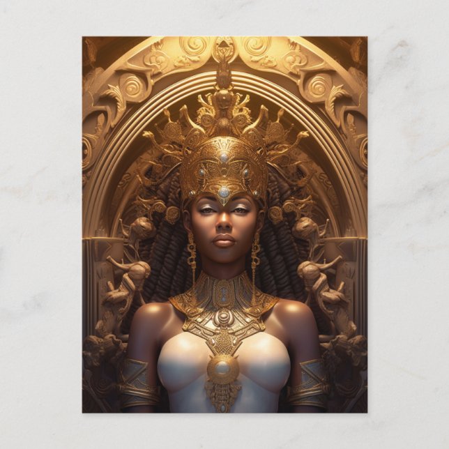 African American Black Goddess Queen Fantasy Art P Postcard (Front)
