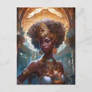 African American Black Goddess Queen Fantasy Art P Postcard