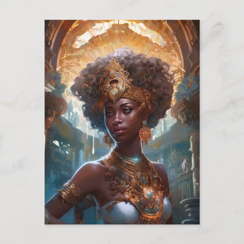 African American Black Goddess Queen Fantasy Art P Postcard