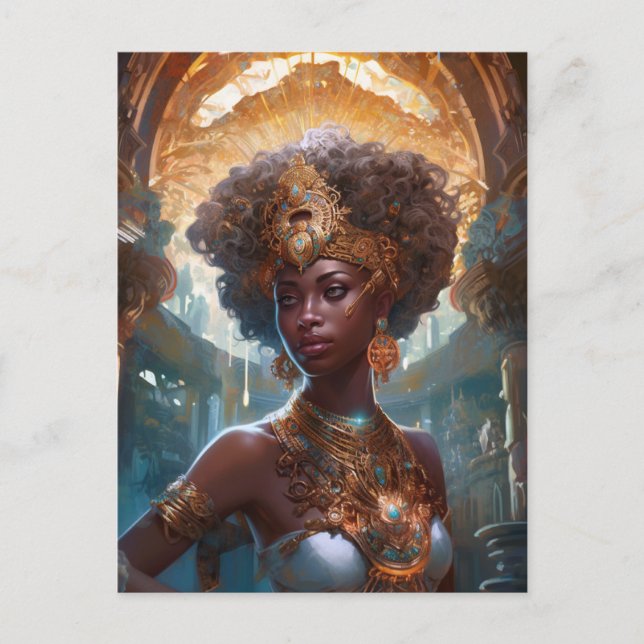 African American Black Goddess Queen Fantasy Art P Postcard (Front)