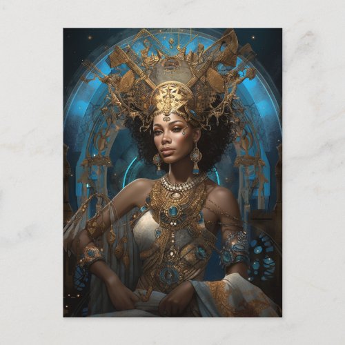 African American Black Goddess Queen Fantasy Art P Postcard