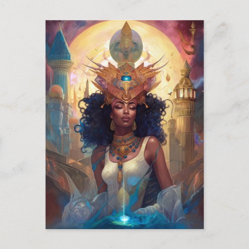 African American Black Goddess Queen Fantasy Art P Postcard