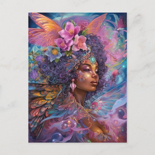 African American Black Goddess Queen Fantasy Art P Postcard