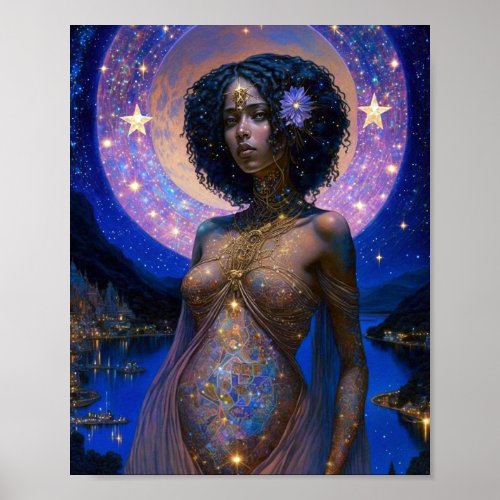 African American Black Goddess Queen Fantasy Art P Poster