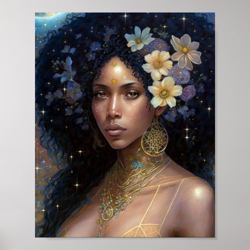 African American Black Goddess Queen Fantasy Art P Poster