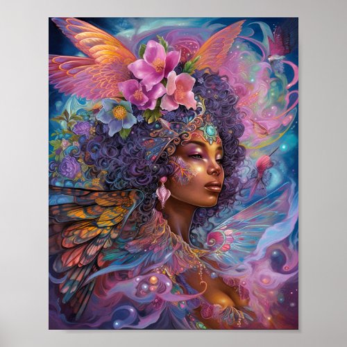 African American Black Goddess Queen Fantasy Art P Poster