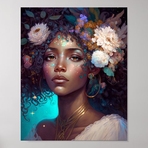 African American Black Goddess Queen Fantasy Art P Poster