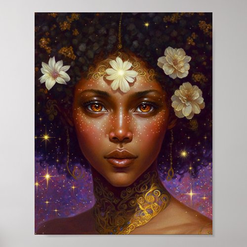 African American Black Goddess Queen Fantasy Art P Poster
