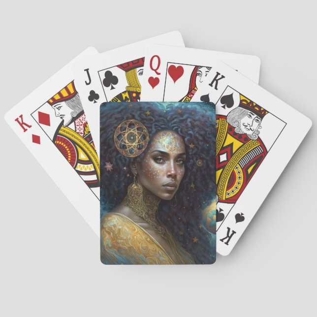 African American Black Goddess Queen Fantasy Art Poker Cards (Back)