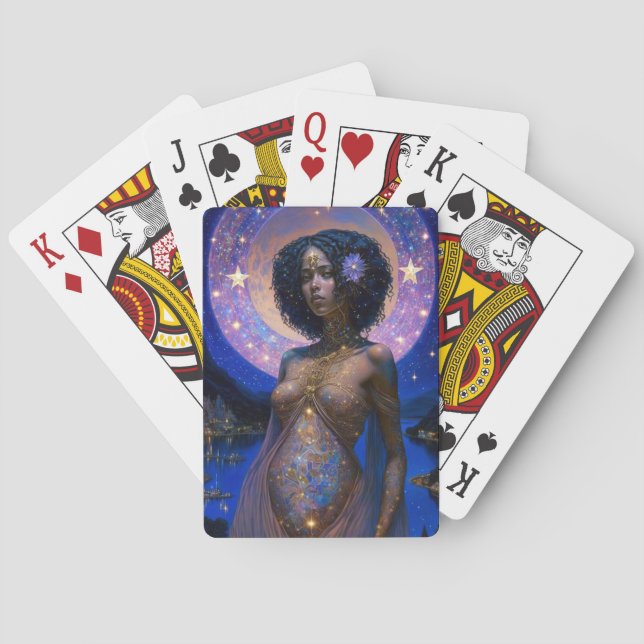 African American Black Goddess Queen Fantasy Art Poker Cards (Back)