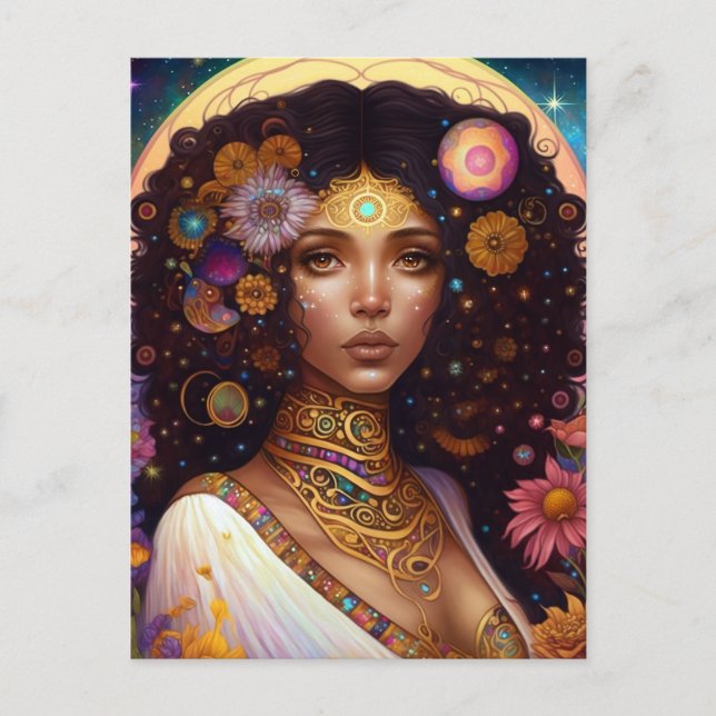 African American Black Goddess Queen Fantasy Art Postcard (Front)