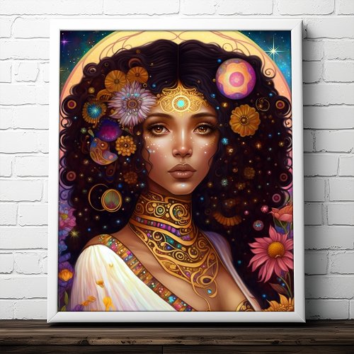 African American Black Goddess Queen Fantasy Art Poster