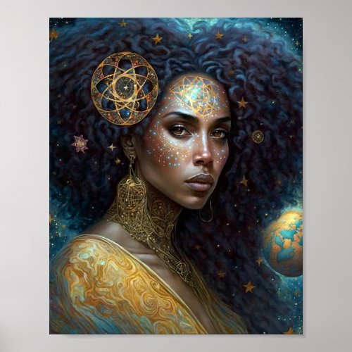 African American Black Goddess Queen Fantasy Art Poster