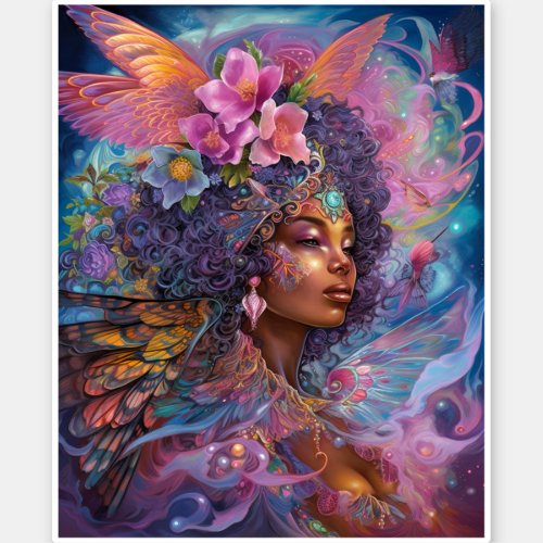 African American Black Goddess Queen Fantasy Art S Sticker