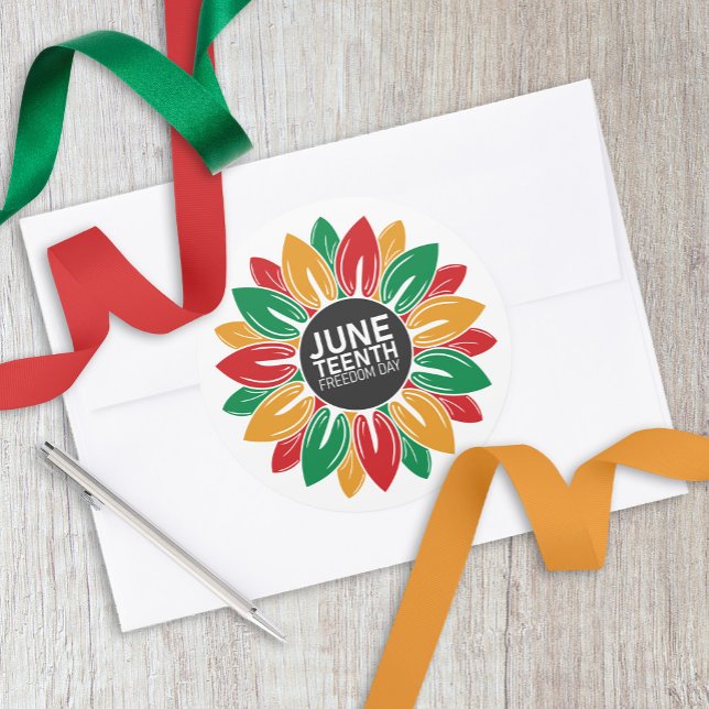 African American Black History Juneteenth Sunflowe Classic Round Sticker (Creator Uploaded)
