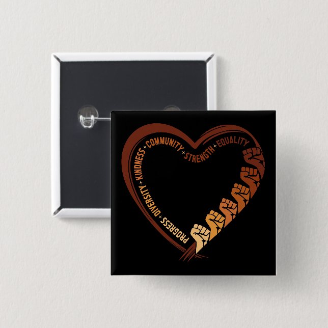 African American Black History Month Valentine Button (Front & Back)