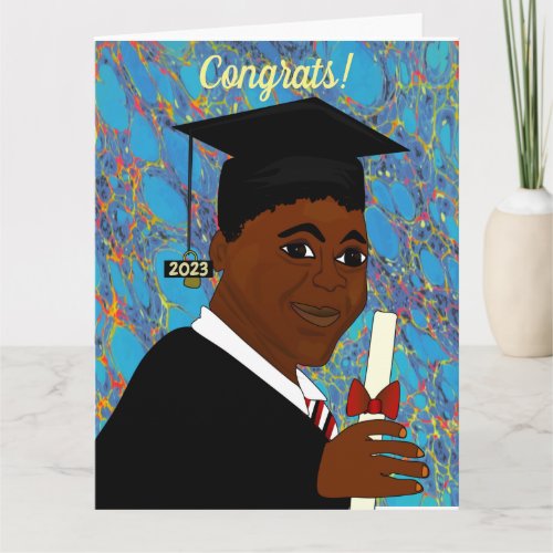  African American Black Male Grad Graduation Card