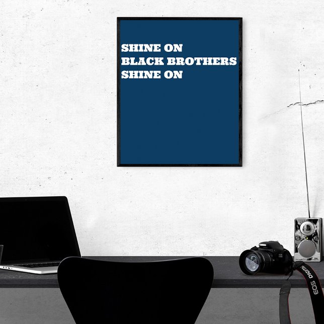 African American (Black) Motivational  Poster (Shine On - Blue)
