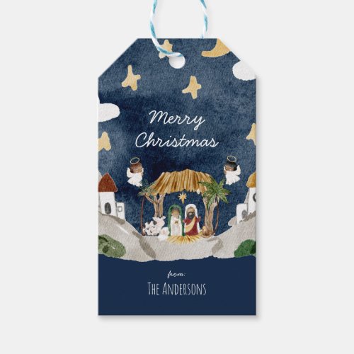 African American Black Nativity Christmas Gift Tags