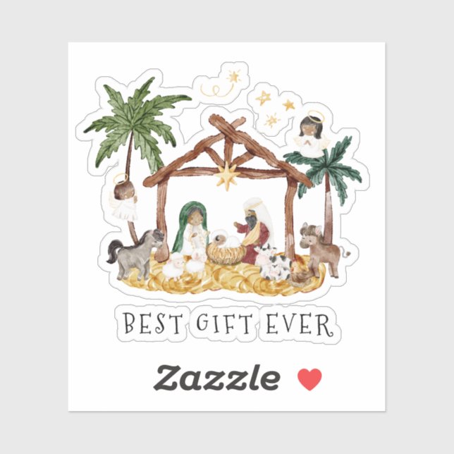 African American Black Nativity Christmas Sticker (Sheet)