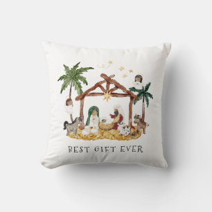 African American Black Nativity Christmas Throw Pillow