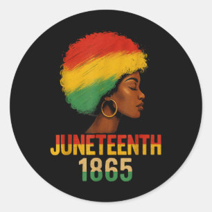 African American Black Queen Afro Girl Juneteenth Classic Round Sticker