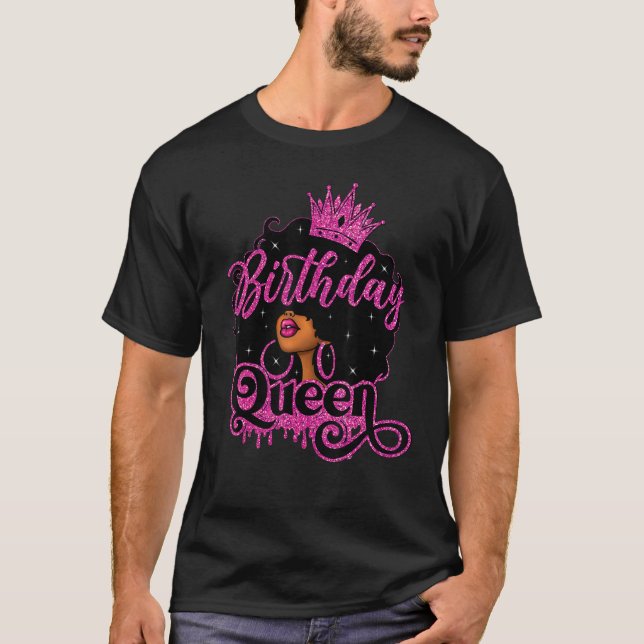 African American Black Queen Birthday Afro Women G T-Shirt (Front)