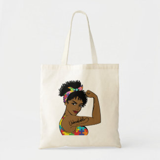 African American Black Queen Melanin Autism Tote Bag