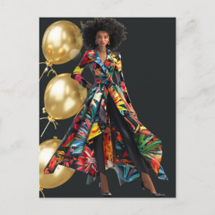 African American Black Queen Melanin Sista Shopp Holiday Postcard