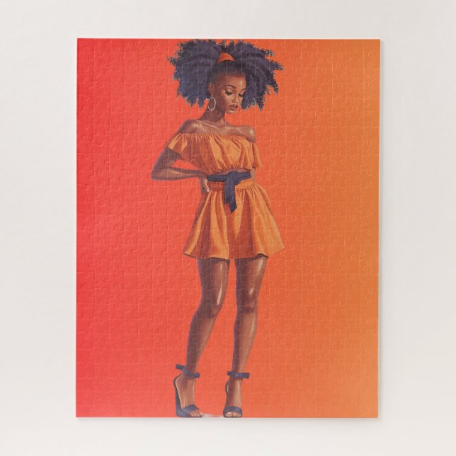 African American Black Queen Melanin Sista Shopp Jigsaw Puzzle (Vertical)