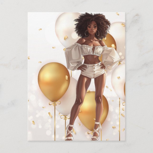 African American Black Queen Melanin Sista Shopp Postcard (Front)