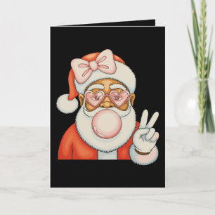 African American Black Santa Bubble Gum Christmas Card
