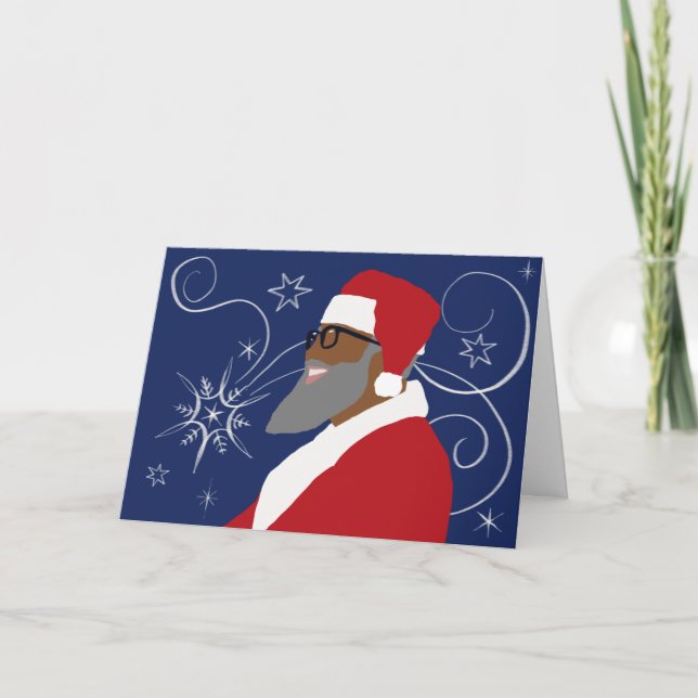 African American Black Santa Christmas Card (Front)